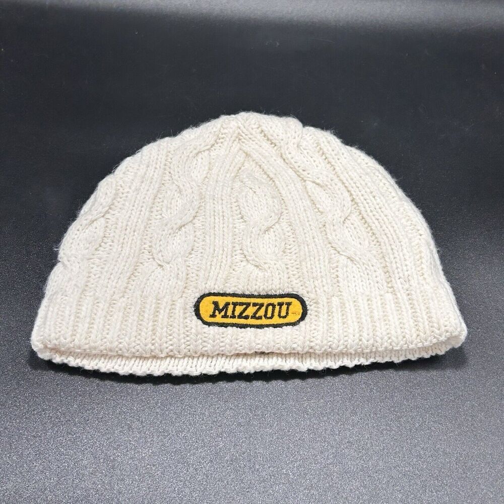 Mizzou Beanie Unisex One Size White Cable Knit Pull On Legacy Athletics
